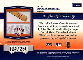2002 Playoff Piece of the Game - Materials #POG-98 Mike Piazza Back