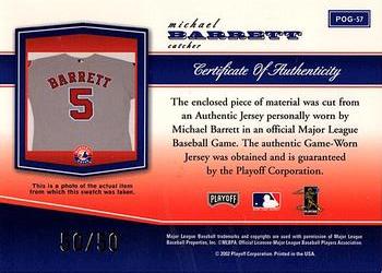 2002 Playoff Piece of the Game - Materials Gold #POG-57 Michael Barrett Back