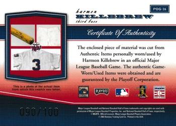 2002 Playoff Piece of the Game - Materials Silver #POG-26 Harmon Killebrew Back