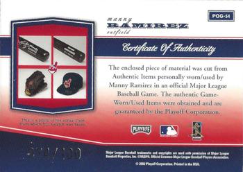 2002 Playoff Piece of the Game - Materials Silver #POG-54 Manny Ramirez Back
