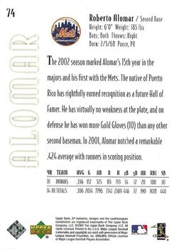 2002 SP Authentic - Limited Gold #74 Roberto Alomar  Back