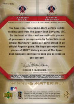 2002 SPx - Winning Materials 2-Player Jersey Combos #WM-SE Aaron Sele / Darin Erstad Back