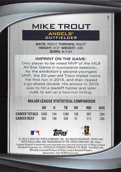 2016 Topps Gold Label - Class 2 #1 Mike Trout Back