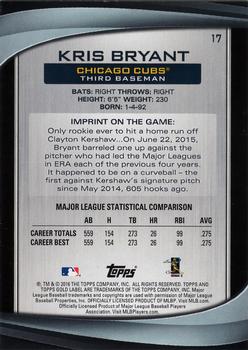 2016 Topps Gold Label - Class 2 #17 Kris Bryant Back