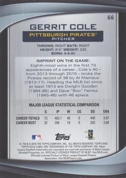 2016 Topps Gold Label - Class 2 #66 Gerrit Cole Back