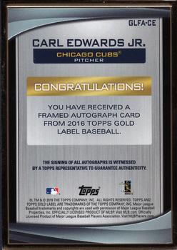 2016 Topps Gold Label - Gold Framed Autographs #GLFA-CE Carl Edwards Jr. Back