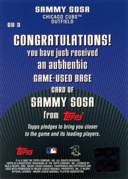 2002 All-Star FanFest - Wrapper Redemption #GU-3 Sammy Sosa Back