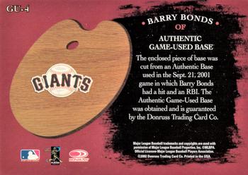 2002 All-Star FanFest - Wrapper Redemption #GU-4 Barry Bonds Back