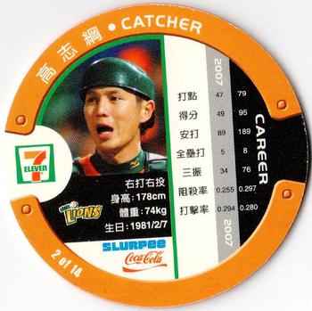 2007 7-Eleven Slurpee CPBL Heroes 3D Discs #2 Chih-Kang Kao Back