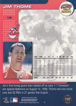 2000 Pacific #137 Jim Thome Back