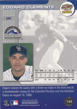 2000 Pacific #144 Edgard Clemente Back