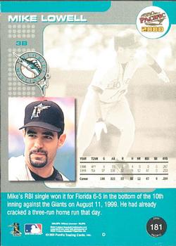 2000 Pacific #181 Mike Lowell Back