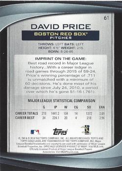 2016 Topps Gold Label - Class 2 Blue #61 David Price Back