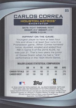 2016 Topps Gold Label - Class 2 Blue #85 Carlos Correa Back
