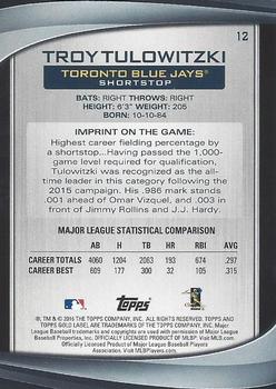 2016 Topps Gold Label - Class 1 Red #12 Troy Tulowitzki Back
