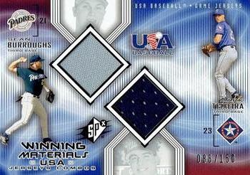 2002 SPx - Winning Materials USA Jersey Combos #USA-BT Sean Burroughs / Mark Teixeira Front