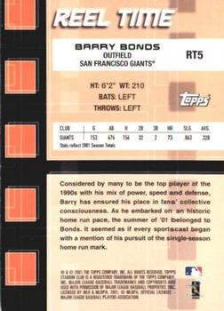 2002 Stadium Club - Reel Time #RT5 Barry Bonds  Back
