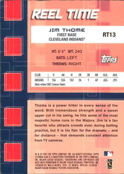 2002 Stadium Club - Reel Time #RT13 Jim Thome  Back