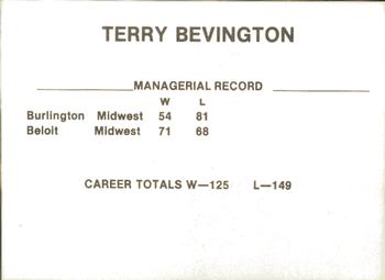 1983 TaseD Pizza Mudville Nine Stockton Ports #NNO Terry Bevington Back