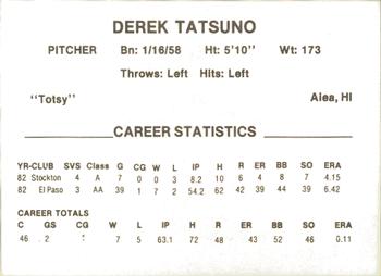 1983 TaseD Pizza Mudville Nine Stockton Ports #NNO Derek Tatsuno Back