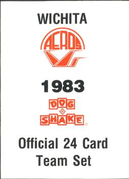 1983 Dog N Shake Wichita Aeros #1 Header Card Front