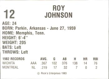 1983 Dog N Shake Wichita Aeros #12 Roy Johnson Back