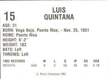 1983 Dog N Shake Wichita Aeros #15 Luis Quintana Back