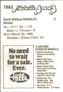1983 Hills Nashville Sounds #NNO Scott Bradley Back