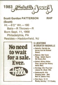 1983 Hills Nashville Sounds #NNO Scott Patterson Back