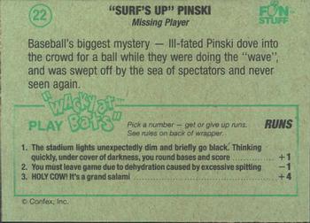 1991 Confex Fun Stuff Hit Spit Swear Scratch & Steal #22 Surfs Up Pinski Back