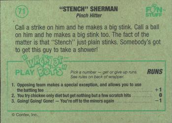 1991 Confex Fun Stuff Hit Spit Swear Scratch & Steal #71 Stench Sherman Back