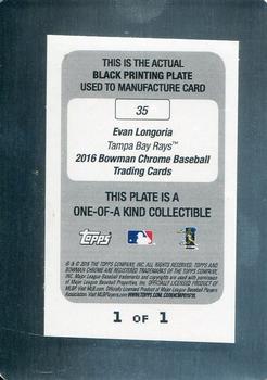 2016 Bowman Chrome - Printing Plates Black #35 Evan Longoria Back