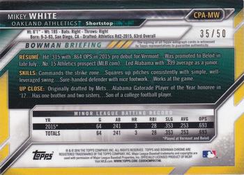 2016 Bowman Chrome - Prospects Autographs Gold Refractor #CPA-MW Mikey White Back