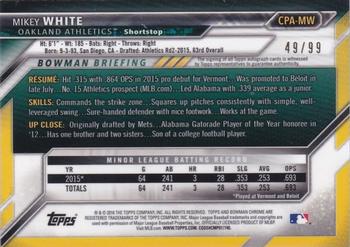 2016 Bowman Chrome - Prospects Autographs Green Refractor #CPA-MW Mikey White Back