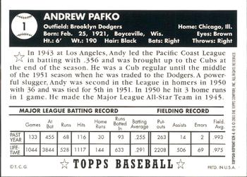 2002 Topps - 1952 Reprints #52R-4 Andy Pafko Back