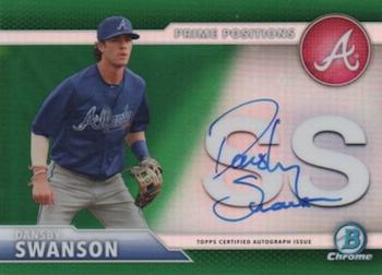 2016 Bowman Chrome - Prime Position Autographs Green Refractor #PPA-DS Dansby Swanson Front