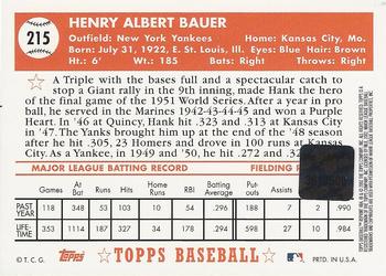2002 Topps - 1952 Reprints Autographs #HBA Hank Bauer Back