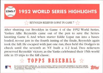 2002 Topps - 1952 World Series Highlights #52WS-7 Reynolds Relieves Lopat In Game 7 Back
