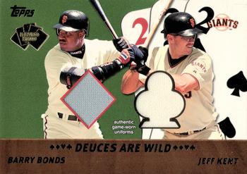 2002 Topps - 5 Card Stud Deuces are Wild Relics #5D-BK Barry Bonds / Jeff Kent Front