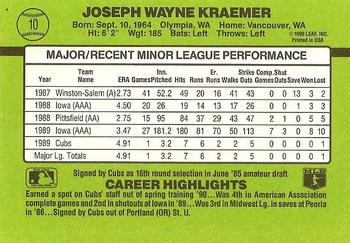 1990 Donruss The Rookies #10 Joe Kraemer Back