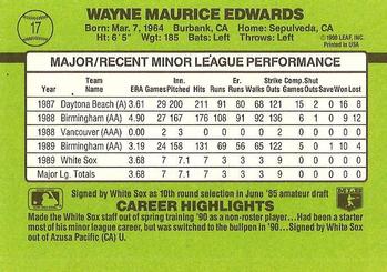 1990 Donruss The Rookies #17 Wayne Edwards Back