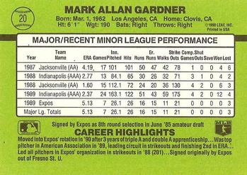 1990 Donruss The Rookies #20 Mark Gardner Back