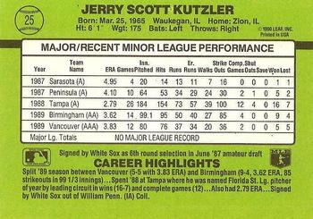 1990 Donruss The Rookies #25 Jerry Kutzler Back