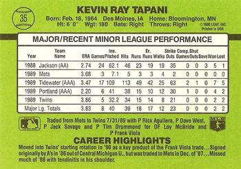 1990 Donruss The Rookies #35 Kevin Tapani Back