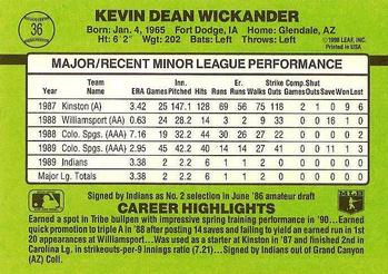 1990 Donruss The Rookies #36 Kevin Wickander Back