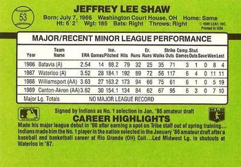 1990 Donruss The Rookies #53 Jeff Shaw Back