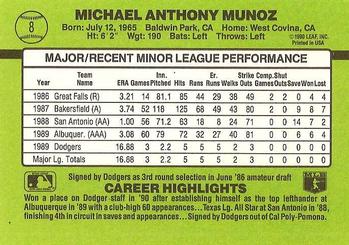 1990 Donruss The Rookies #8 Mike Munoz Back