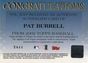 2002 Topps - Autographs #TA11 Pat Burrell Back