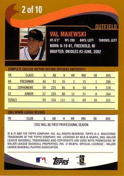 2002 Topps - Draft Picks #2 Val Majewski  Back