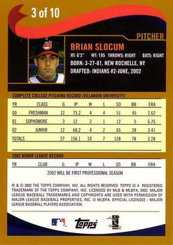 2002 Topps - Draft Picks #3 Brian Slocum  Back
